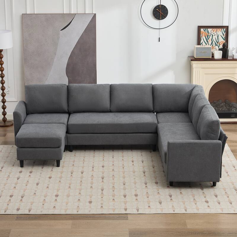 Snow Velvet Sectional Sofa