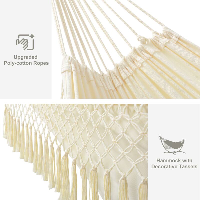 9.35 ft. 2-Person Brazilian-Style Foldable and Portable Outdoor Hammock Bed with Stand Set - 112.2 in.* 44.1 in. *40.9 in.