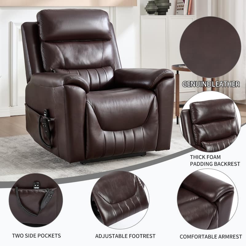 Roomfitters Dual Motor Power Lift Recliner 180 Flat Infinite Position Heat Massage Heavy Duty Leatherair Sofa