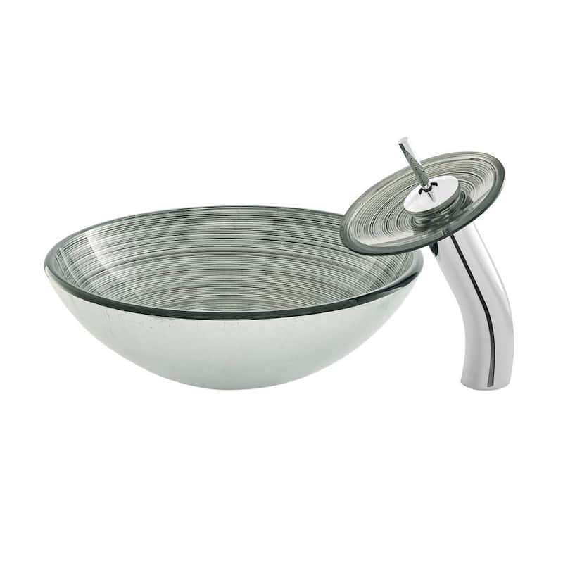 Swiss Madison SM-VSF26 Cascade 16-9/16" Glass Vessel Bathroom Sink - Smoky Grey