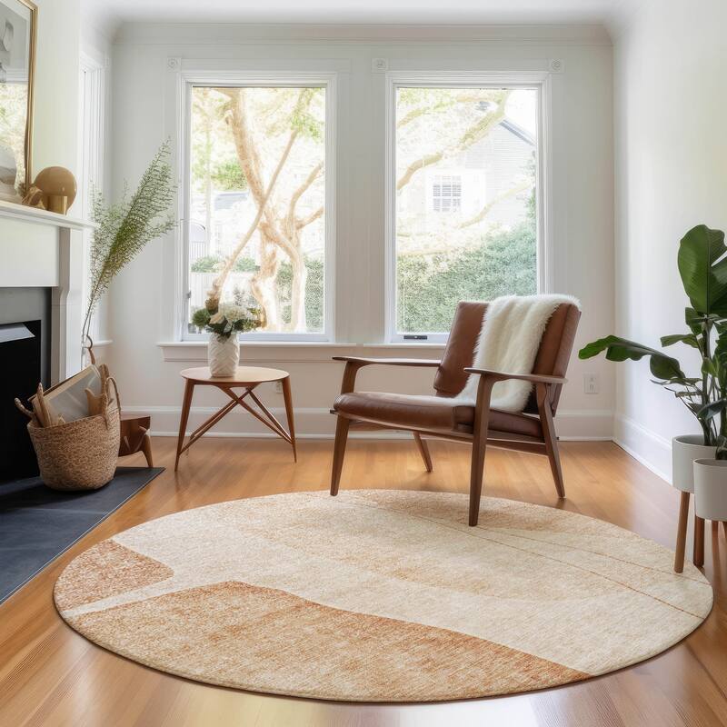 Premium Washable Super Soft Contemporary Mayfield Rug - Terracotta - 8' x 8' - Round