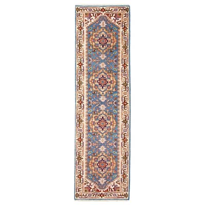 ECARPETGALLERY Hand-knotted Serapi Heritage Blue Wool Rug - 2'6 x 9'7