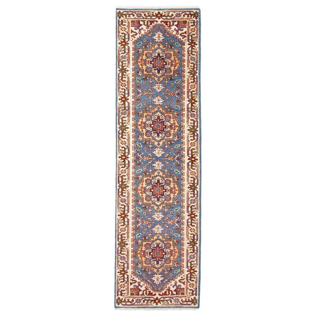 ECARPETGALLERY Hand-knotted Serapi Heritage Blue Wool Rug - 2'6 x 9'7