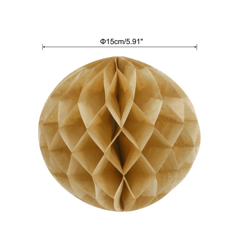 6Pcs Paper Pom-Poms Balls Paper Tissue Flower Ball for Party Decor - Light Brown - 6 Inch