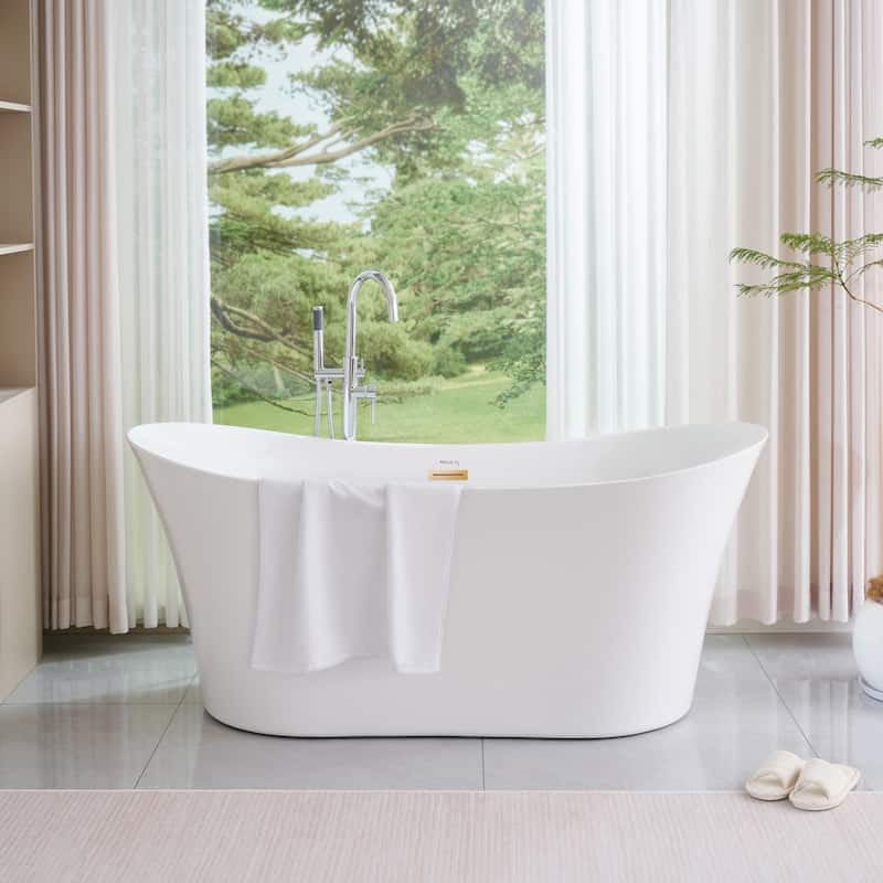 Vanity Art 67 inch Acrylic Freestanding Soaking Bathtub