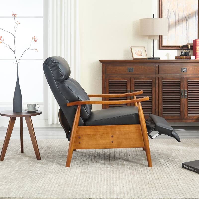 Modern 26.38" Upholstered Adjustable Chaise Lounge Chair with Wood Frame for Living Room
