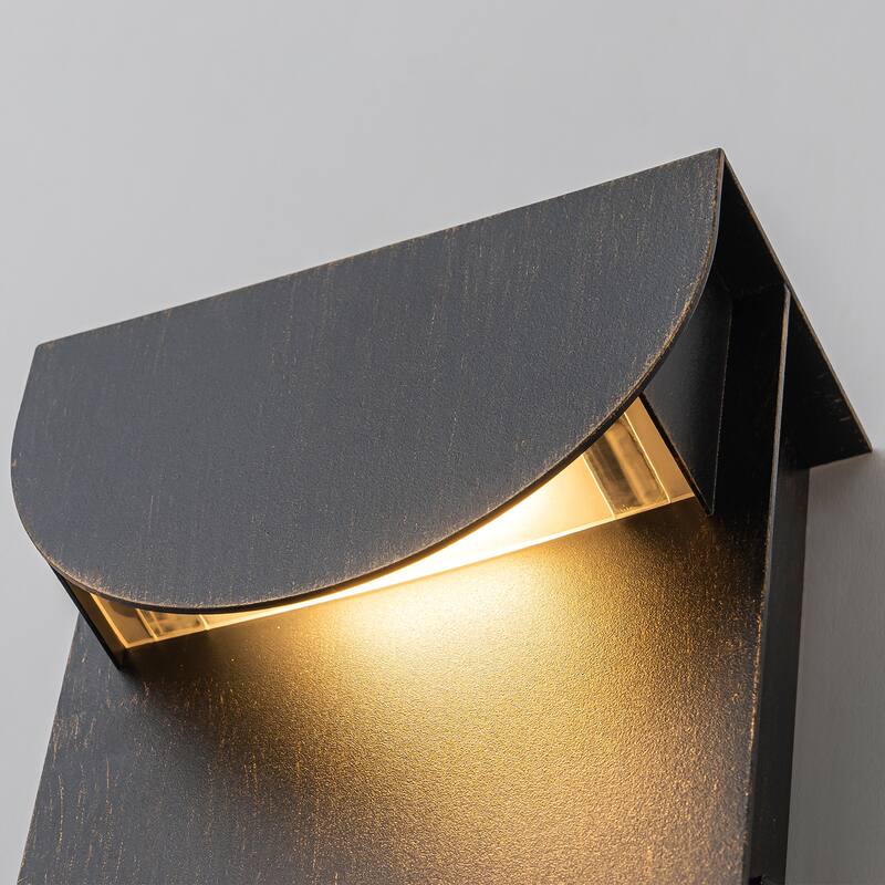 2-Light 12" Outdoor Linear Integrated LED Wall Sconce - 11.7-in H x 5.1-in W x 2.8-in D