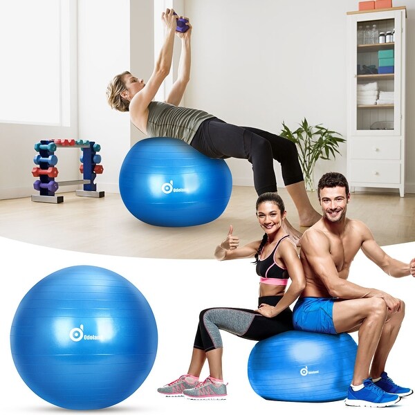 With Workout Chart Birthing Ball For Pregnancy Millenti Exercise Ball Chair 65cm Office Chair Gym Bundle Pilates Ball Yoga Ball Chair Stability Base Ring Kit & Fitness Resistance Bands For Home 