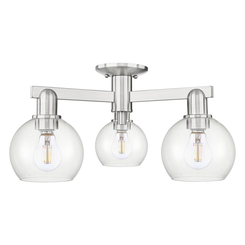 Innovations Lighting Endless Possibilities Arcadia - Athens - 3 Light 23" Semi-Flush Mount - Clear/Brushed Satin Nickel