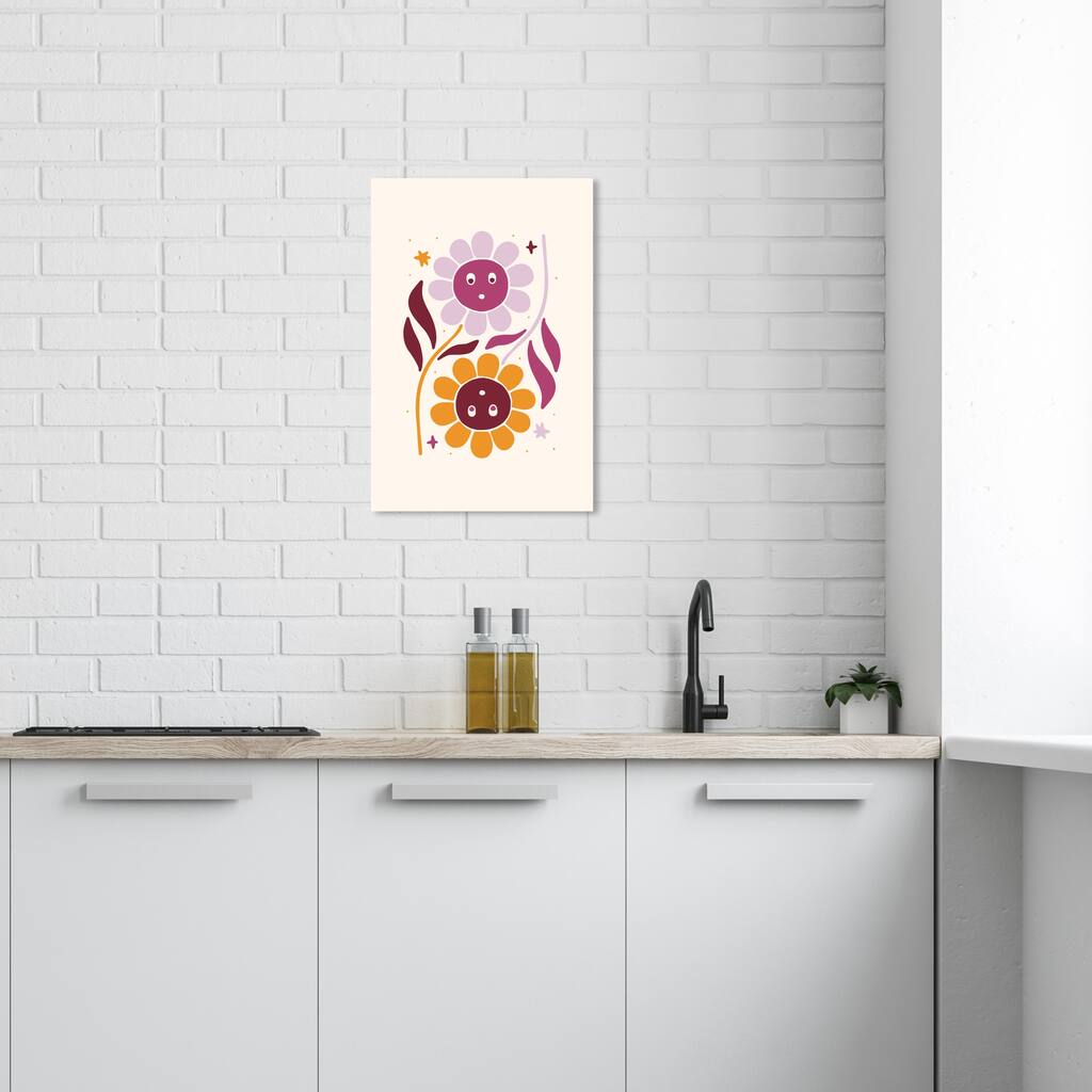 Wynwood Studio Canvas Floral and Botanical You re My Choice Purple and Orange Modern & Contemporary Wall Art Canvas Print