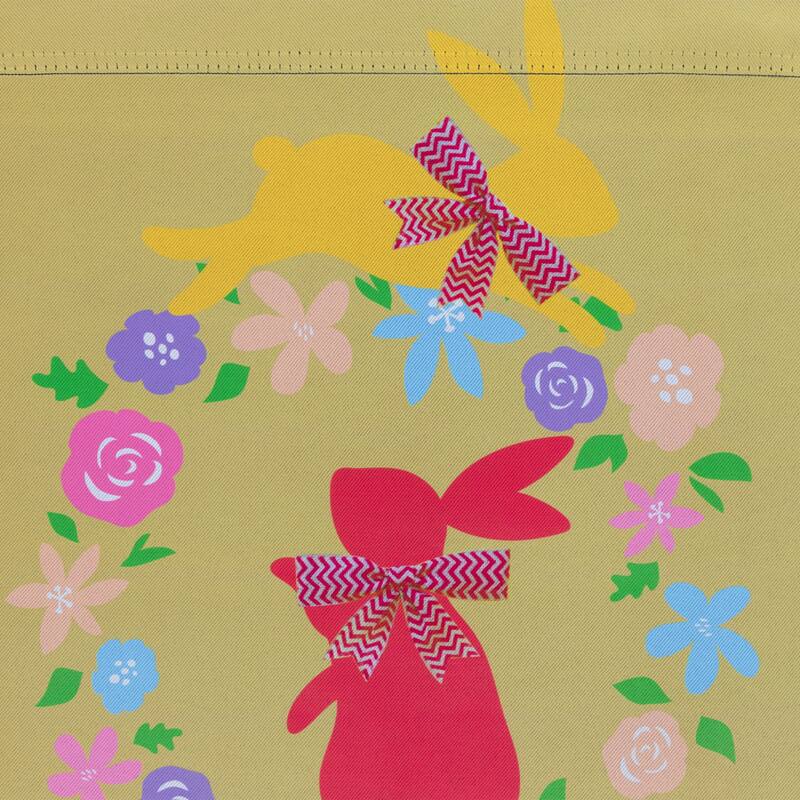 Hopping Bunnies "Happy Easter" Floral Outdoor Garden Flag 18" x 12.5" - 18" x 12.5"