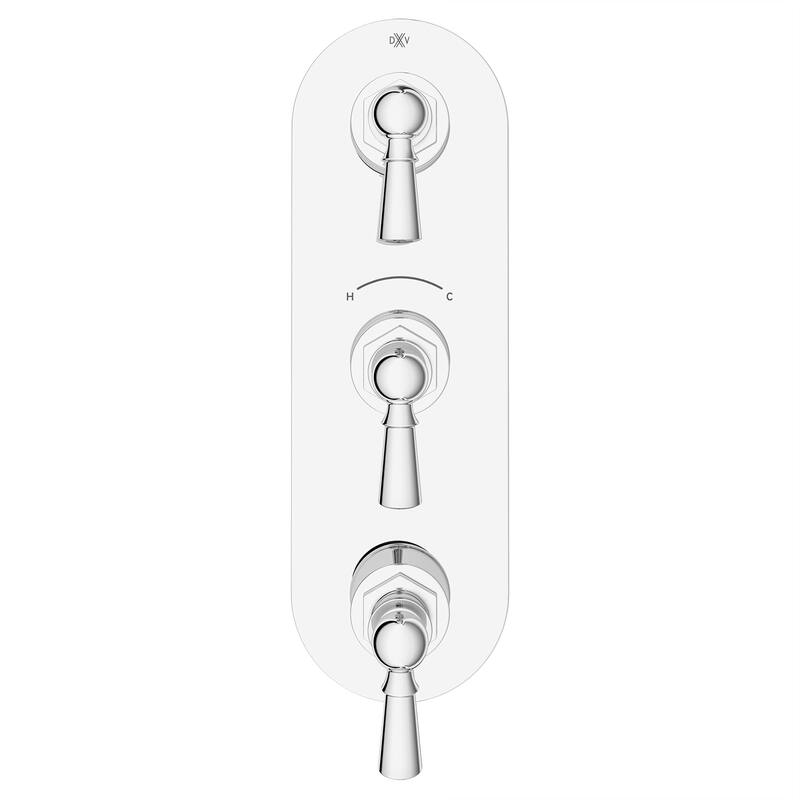 DXV Oak Hill Three-Handle Thermostatic Valve Trim with Lever Handles