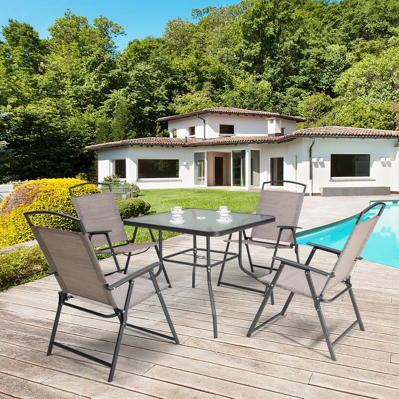 Pellebant Outdoor 5-piece Patio Dining Set with Folding Chairs