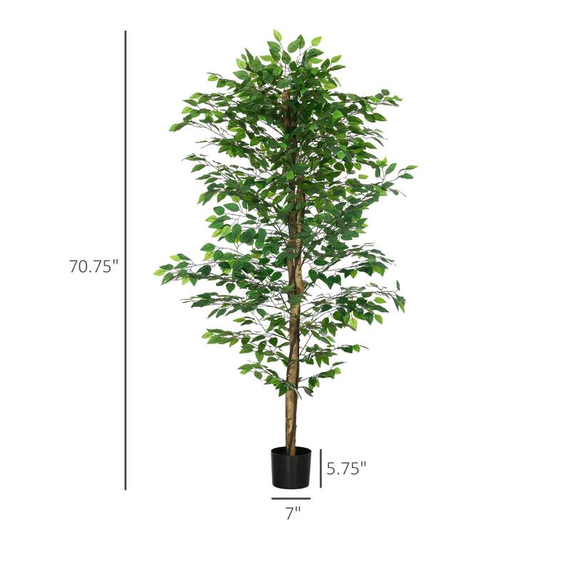 6ft Artificial Ficus with Pot, Indoor Outdoor Fake Plant