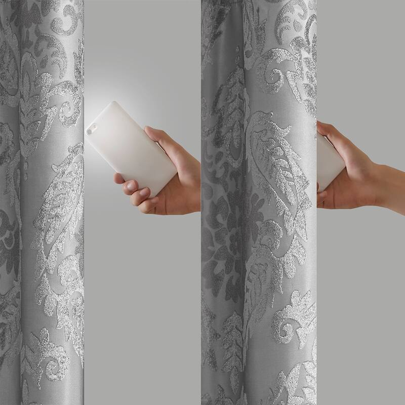 Knitted Jacquard Paisley Total Blackout Grommet Top Curtain Panel(Only 1 Pc Panel)