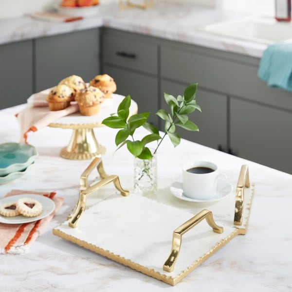Gold Ceramic Glam Tray (Set of 2) - 16 x 10 x 3. Opens flyout.