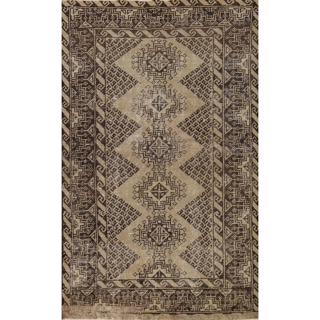 Tribal Geometric Qashqai Persian Area Rug Hand-Knotted Wool Carpet - 3'10" x 6'5"