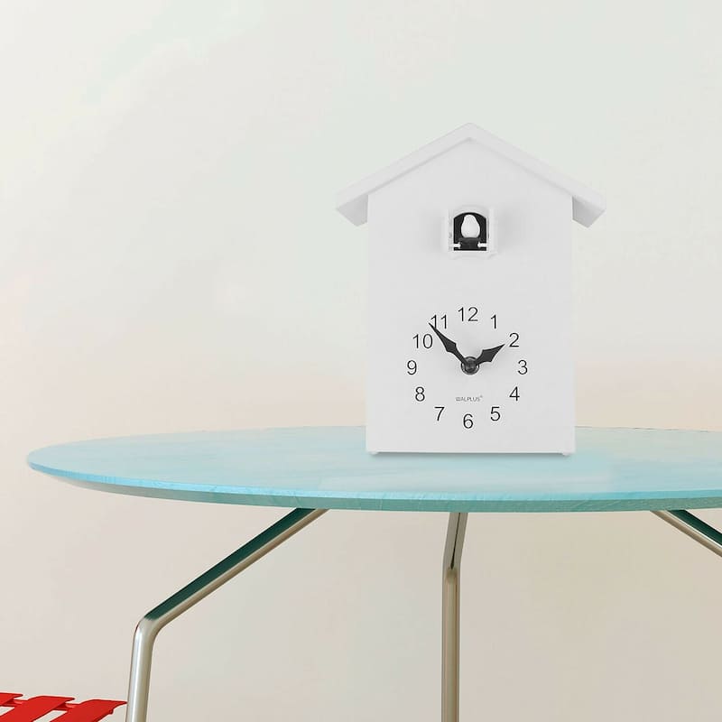 Walplus White Minimalist Cuckoo Clock Colorful Window 4 Changeable Birds