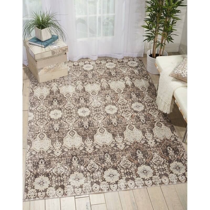 Silver Screen Floral Modern Area Rug