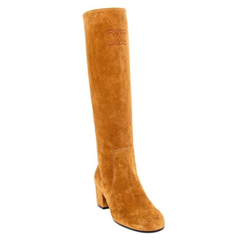 Celine Les Bottes Triomphe High Boots in Suede Calfskin - Havana - 41 EU