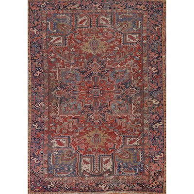 Pre-1900 Antique Heriz Serapi Persian Rug Handmade Wool Carpet - 7'10"x 10'6"