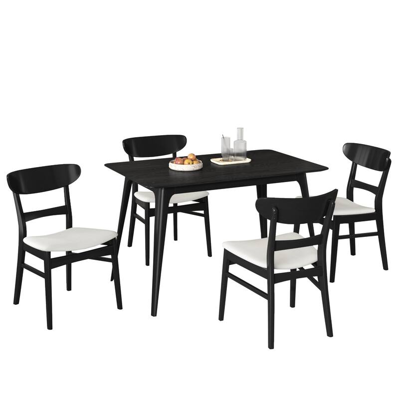 5-Piece Modern Dining Table Set, Kitchen Table Set with Wood Table and 4 Upholstered Chairs for Dining Room
