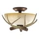 preview thumbnail 1 of 5, Lodge 2L LED Bronze Rustic Antler Semi Flush Ceiling Light or Fan Light Kit - 12.5-in W x 8.5-in H x 12.5-in D