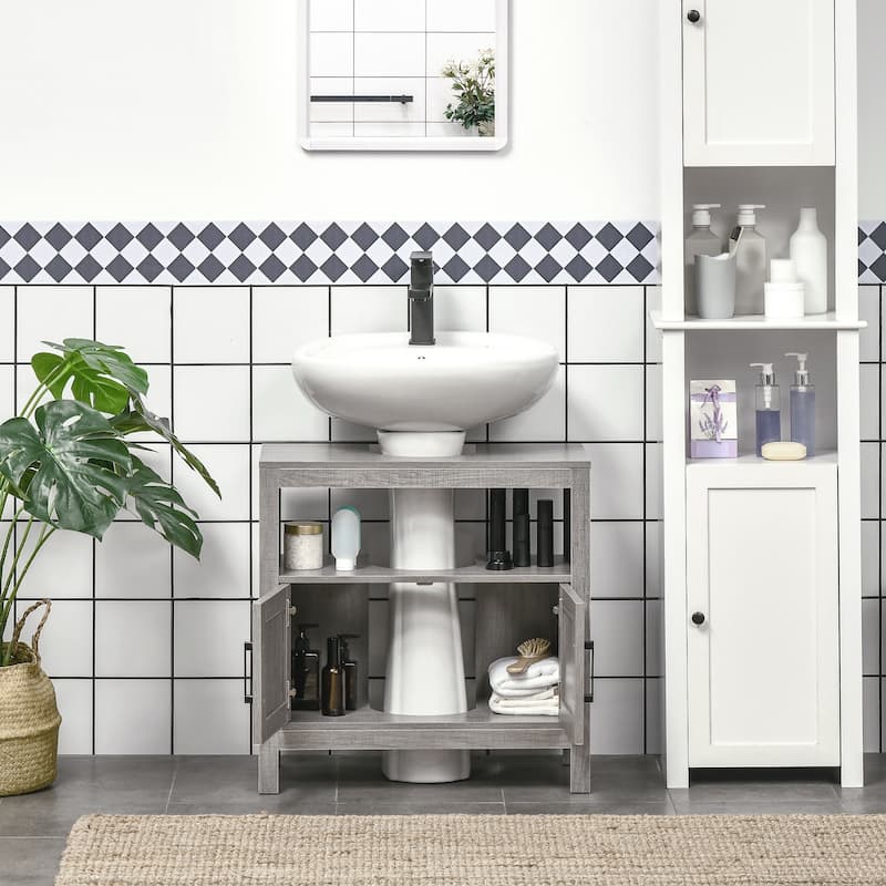 Bathroom Under Sink Cabinet with 2 Doors and Open Shelf,Bathroom Under Sink Cabinet with 2 Doors and Open Shelf
