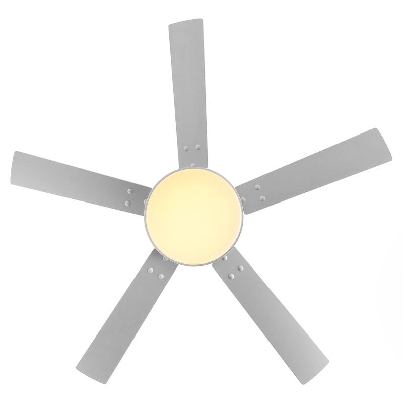 52" Modern Silver Reversible 5-Blade Dimmable Intergrated LED Ceiling Fan with Remote