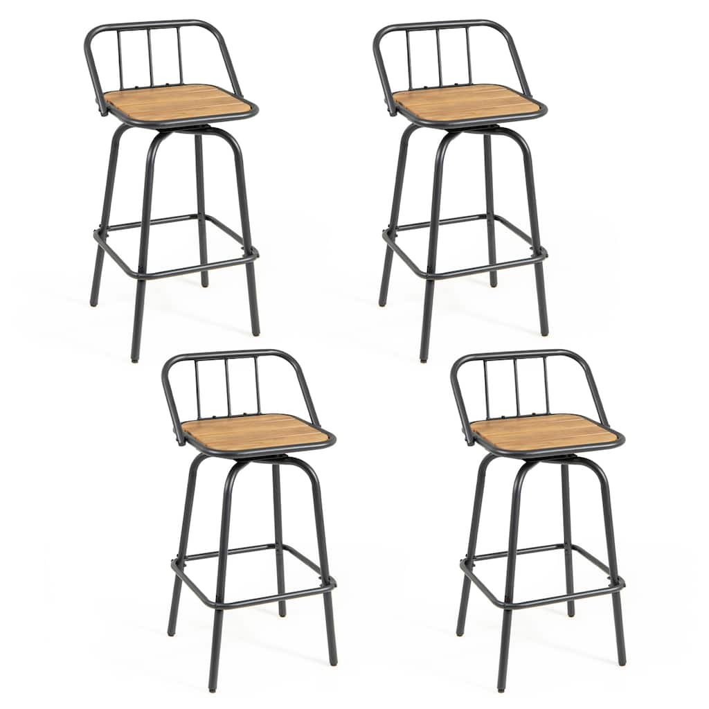 Gymax 2PCS 27.5'' Heavy-duty Metal Frame Bar Height Chairs w/ Footrest