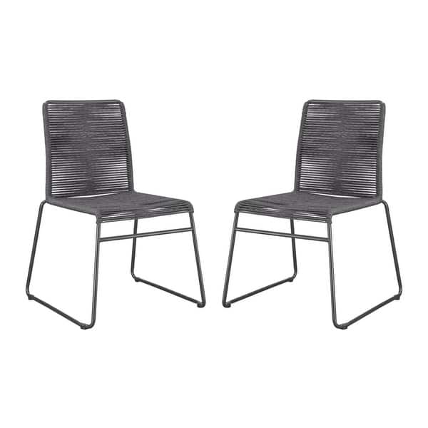 Set of 2 Rope Woven Dining Chair with Metal Design Bed Bath & Beyond