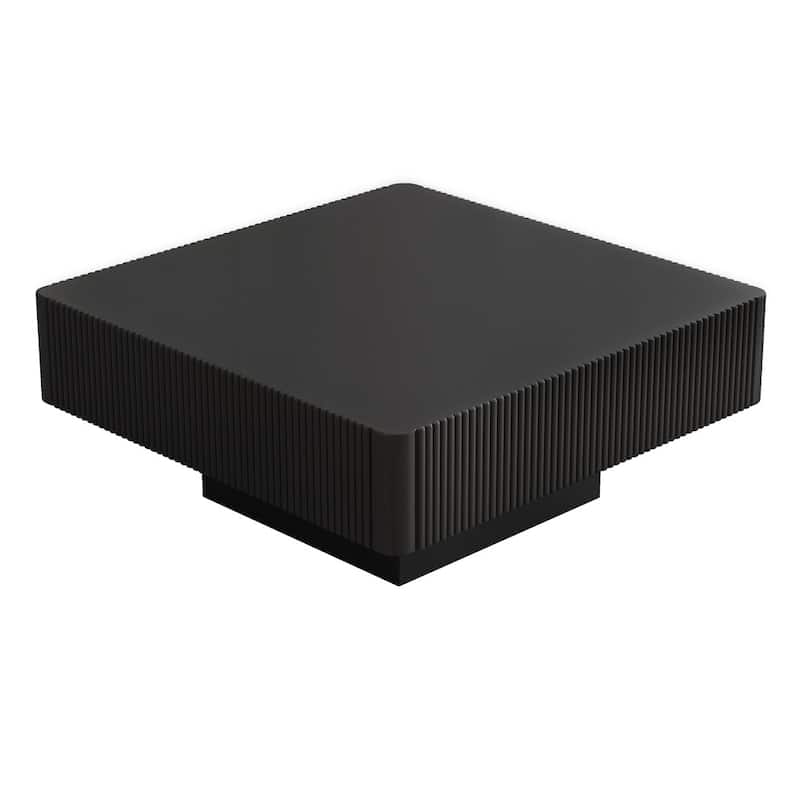 31.6" Modern Elegant Square Fluted Coffee Table with 7.1" Thick Tabletop