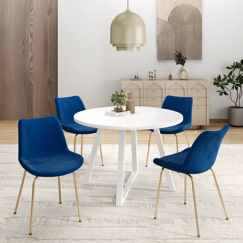 Roundhill Avant 5-Piece Round Dining Set, Trestle Dining Table with 4 Side Chairs