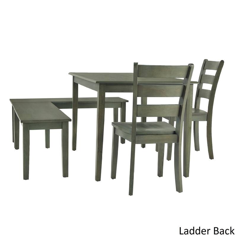 Wilmington II Rectangular Antique Sage Green Breakfast Nook Set by iNSPIRE Q Classic - Ladder Back