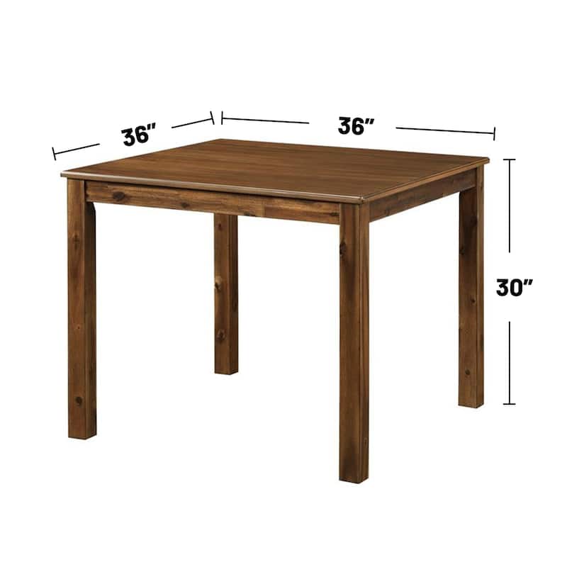 5 Piece Square Dining Set with Slat Back Chair in Walnut