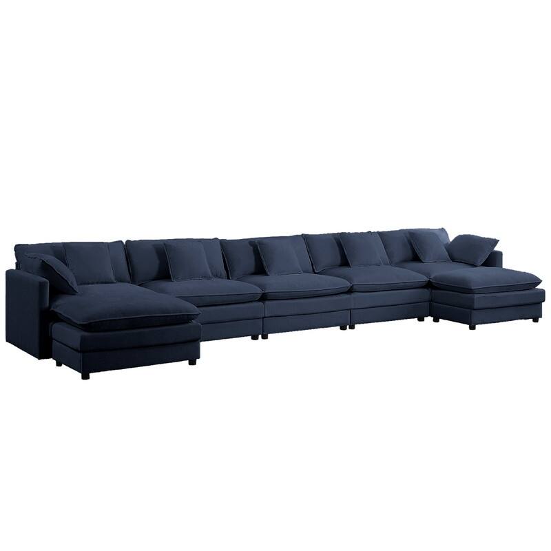 Mixoy 183''U-Shaped Chenille Modular Sectional Sofa,7-Seater Cloud Sleeper Deep Seat Couch with Ottoman and Thickened Cushions