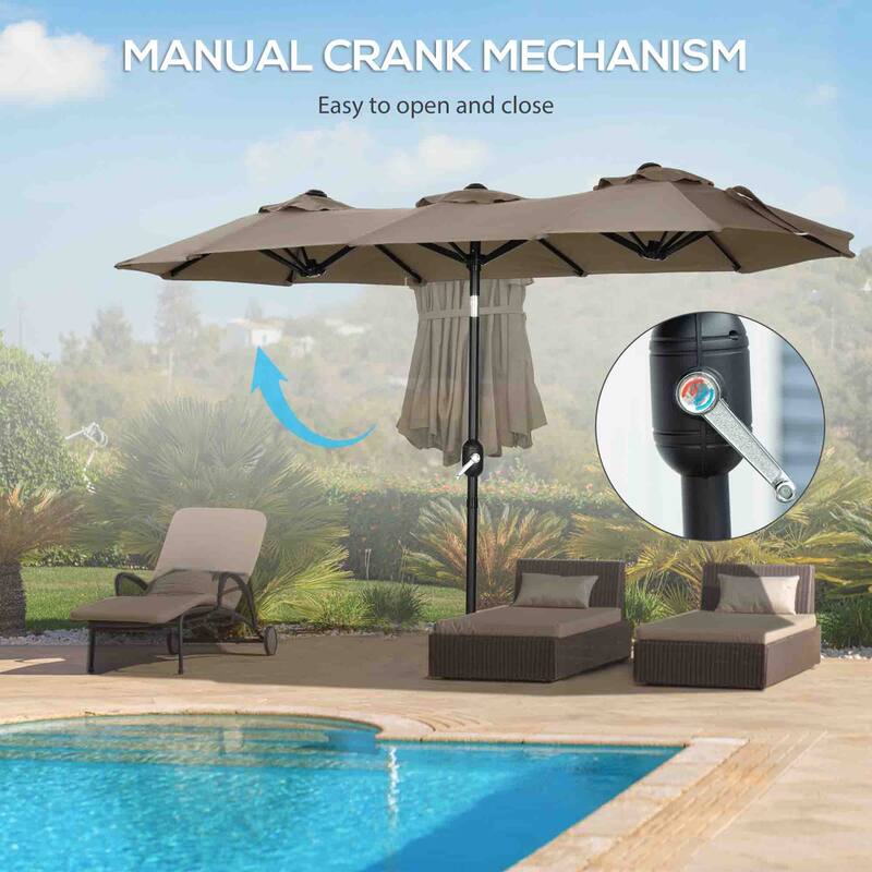 Large Double-sided Outdoor Patio Umbrella with Tilt, Crank, and Air Vents for Garden, Deck, Pool
