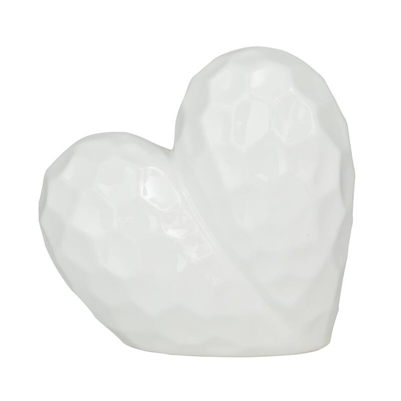 Gold, Black, Silver or White Porcelain Ceramic Dimensional Angled Origami Inspired Heart Decorative Sculpture