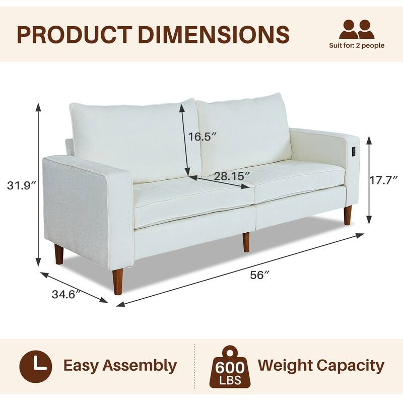 Modern 82.68 " Chenille Upholstered Sofa Loveseat Sofa with USB Ports for Living Space