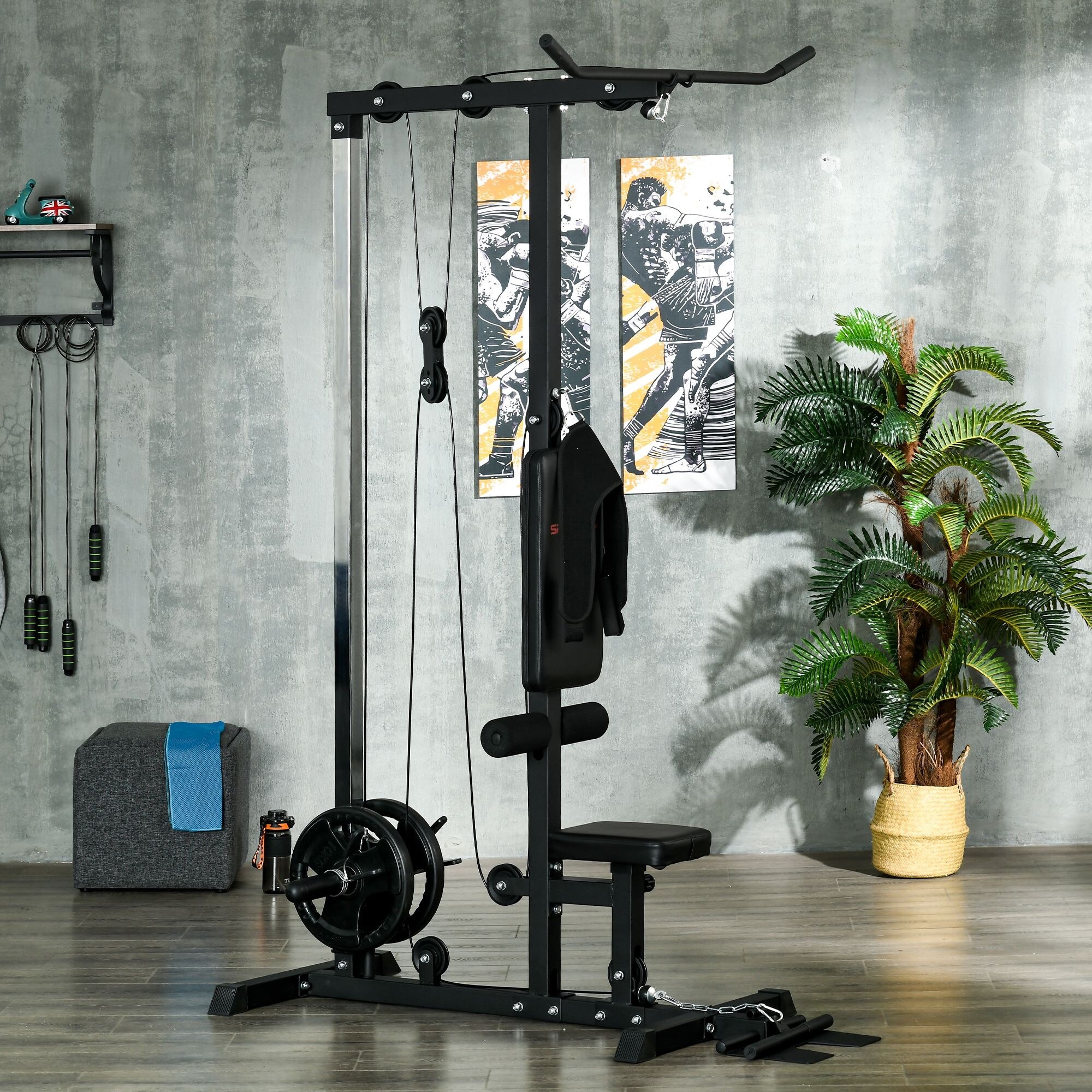 Home gym with high cheap and low pulley system