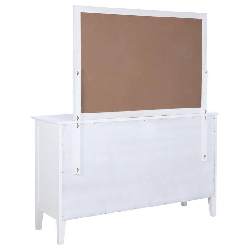 10-Drawer White Dresser and Mirror Set with Luxurious Finish, Smooth Glide Drawers, and Generous Storage Space