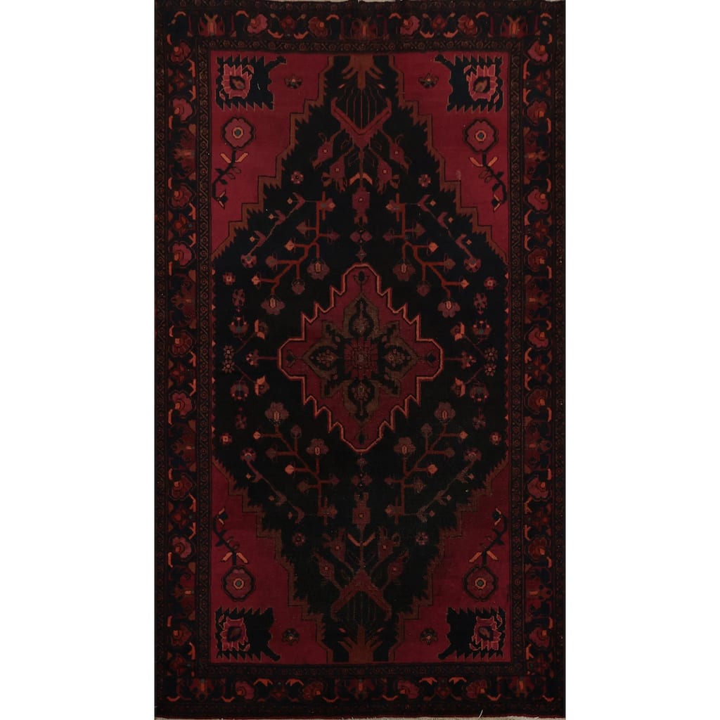 Hand Knotted Oriental 100% Wool Carpet Traditional Floral Navy Blue & Blues Zanjan Area Rug - 6' 6'' X 3' 11''