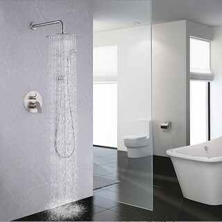 Modern Brushed Wall Mount Dual Shower Head Hand Shower Set - Bed Bath ...