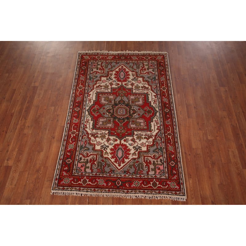 Heriz Serapi Oriental Accent Rug Hand-Knotted Wool Carpet - 3'10" X 6'1"