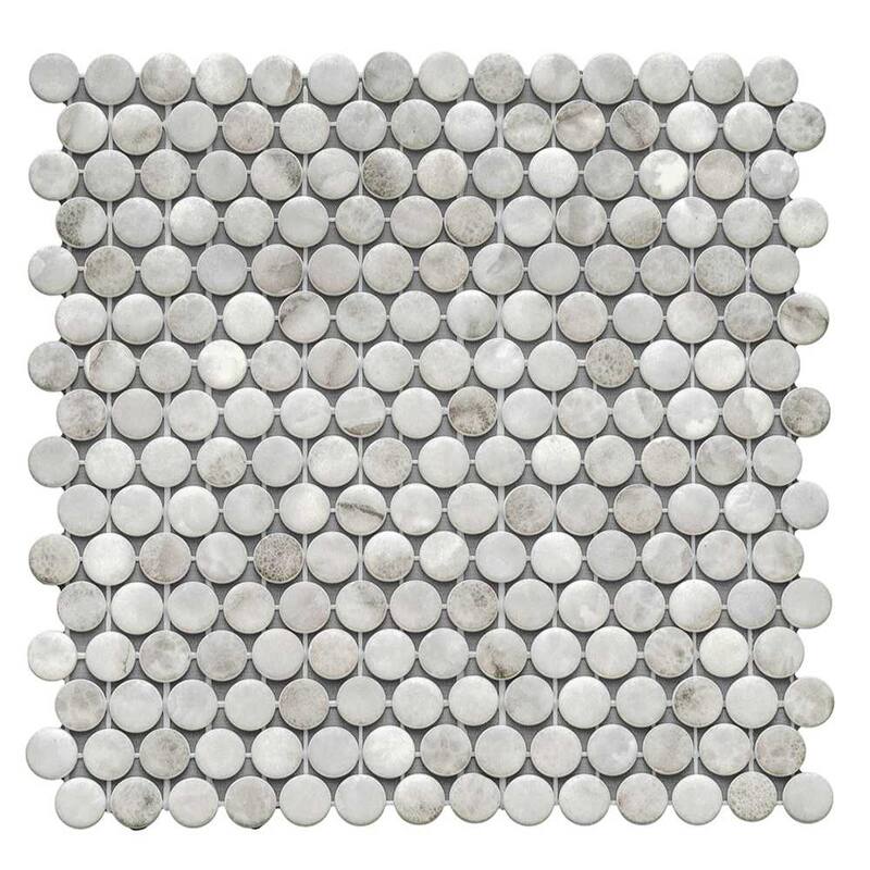The Tile Life Eterna Penny 12x12 Round Glass Mosaic Floor, Wall & Backsplash Tile