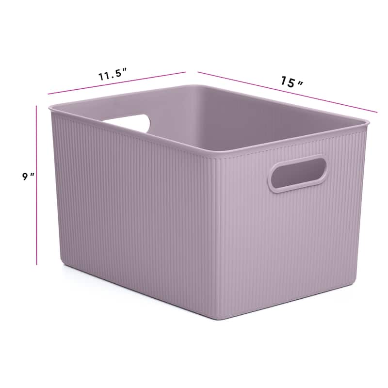 Superio Ribbed Storage Bin with Matching Lid - 15"W x 9"H x 11.5"D
