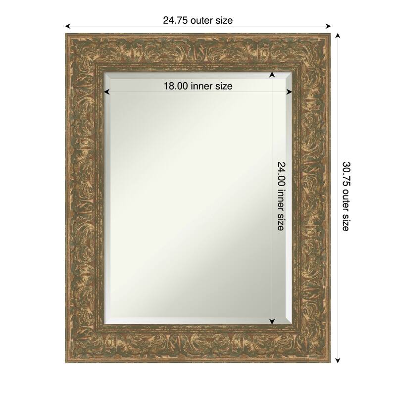 Luxe Beveled Framed Wall Mirror - 25 x 31 in - Luxe Bronze Gold
