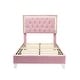 preview thumbnail 7 of 12, Twin Size 3 Levels of LED Light Brightness Bed Frame with Upholstered Velvet Platform Bed,Pink