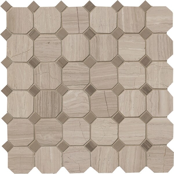 MSI SMOT-2OCT White Oak - 2" x 2" Dot-Mounted Mosaic Tile - Honed Marble Visual - Sold by Carton (10 SF/Carton) - Gray