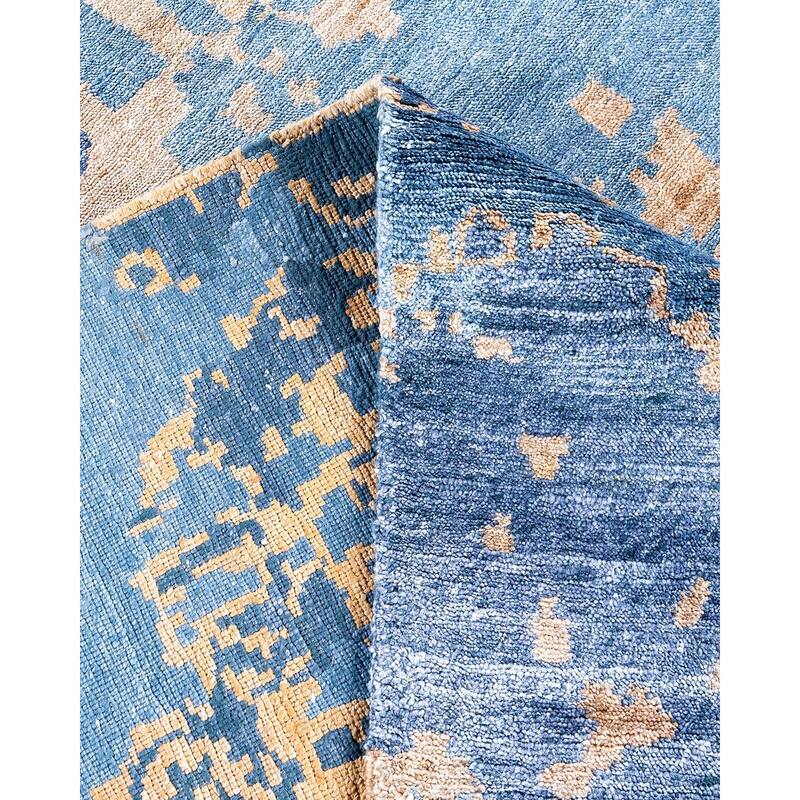 Modern One-of-a-Kind Hand-Knotted Area Rug, Blue - 9' 2" x 12' 1"